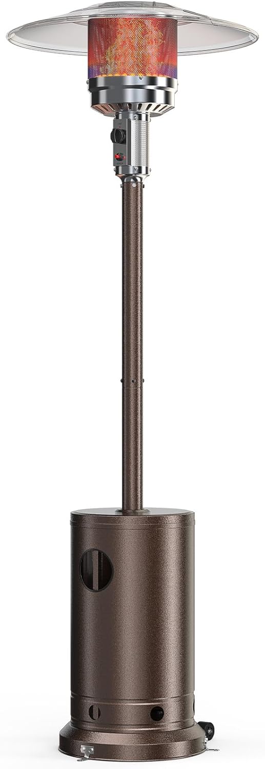 Propane Heater, 48,000 BTU Outdoor Heaters for Patio with Auto-off Safety Protection System, Double-Layer Stainless Steel with Wheels for Backyard, Deck, Garden, Porch