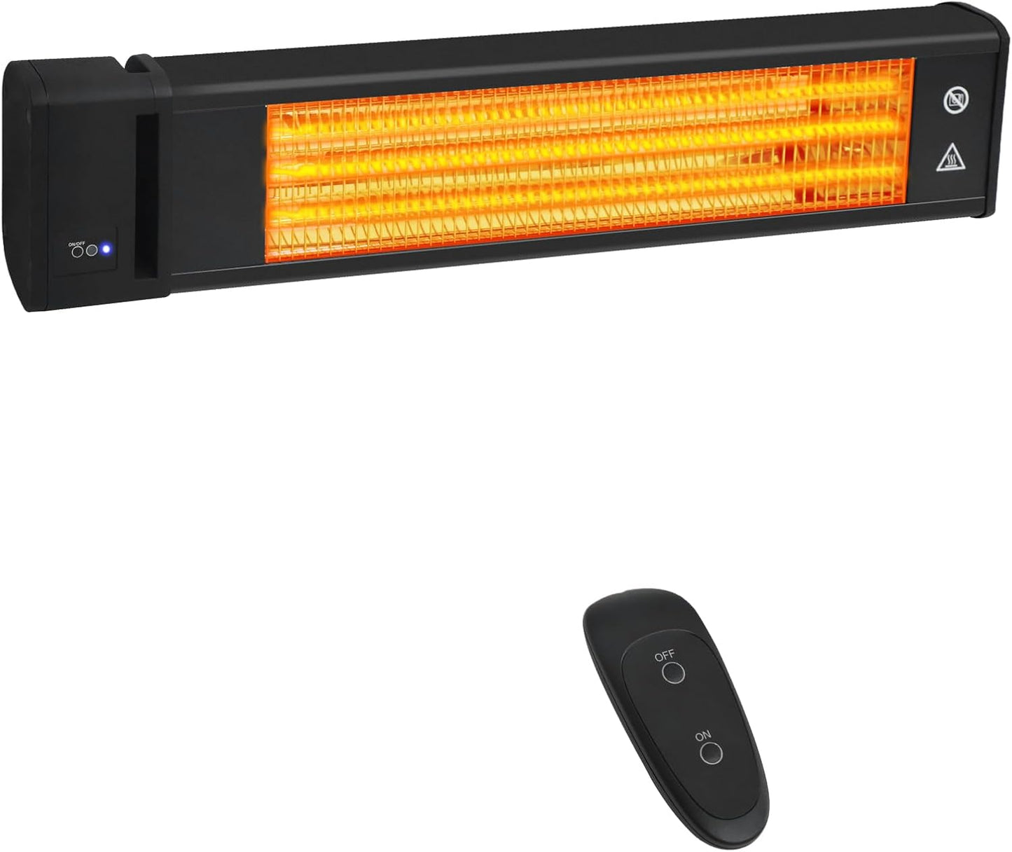 EAGLE PEAK Infrared Patio Heater 1500W Carbon Fiber, Wall-Mounted Outdoor Electric Heater with Remote, ETL Certified, IP65 Weatherproof for Indoor Outdoor Patio Garage Backyard Pergola, Black