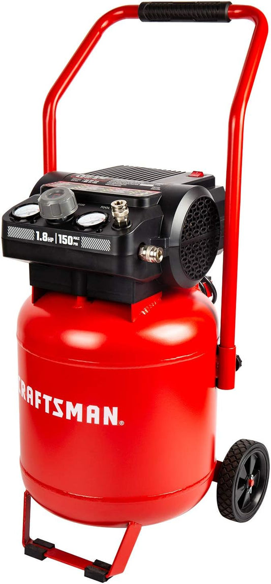Craftsman Air Compressor, 10 Gallon Peak 1.8 Horsepower Oil-free Compressor, Max 150 PSI, Vertical Compressor Air Tools, Model: CMXECXA0331042