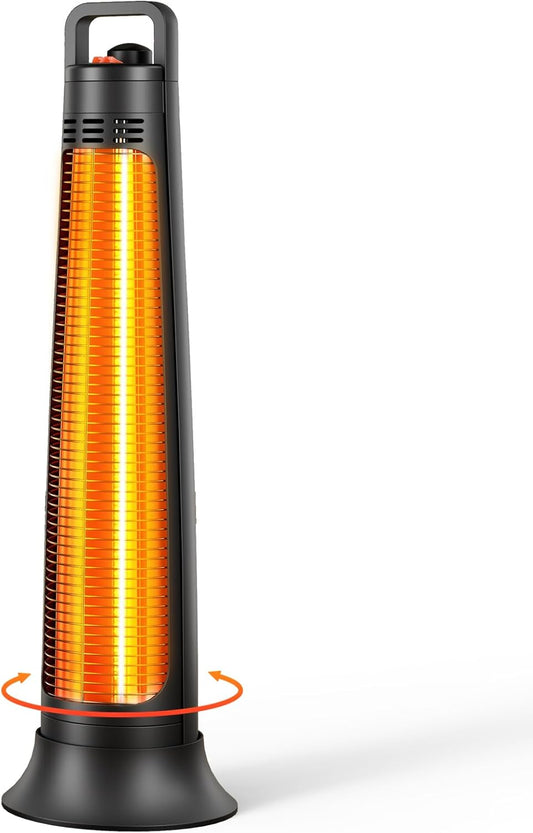 Outdoor Patio Heater, 1200W, 3S Instant Heating, Portable Infrared Heater with 60°Oscillating, 180min Timer, Tip-over & Overheat Protection, Super Quiet Electric Heater for Indoor Outdoor Use, Black