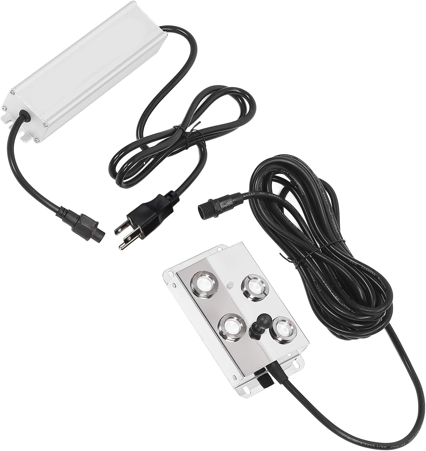 Jauarta Ultrasonic Mist Maker, 4 Cores 3000ml h IP67 Stainless Steel Fogger Humidifier with 1.7MH Hyperfrequency Oscillation, for Ponds Greenhouses Indoor Outdoor Landscaping (US Plug)