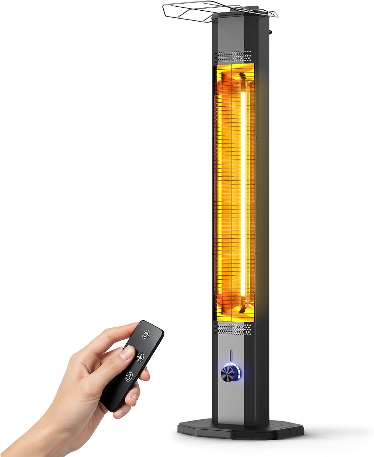 Outdoor Electric Patio Heater, 43-inch 1500W Infrared Tower Heater with 9 Heat Settings & 9H Timer, IPX6 Waterproof, Safety Lock, Tip-Over & Overheat Protection Space Heater for Indoor & Outdoor Use