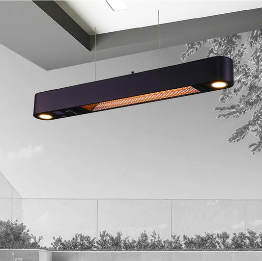 Infrared Patio Heater, Wall-Mounted Ceiling Hanging Outdoor Heater w/LED Light & Remote Control, Fast Heating for Indoor and Outdoor Use