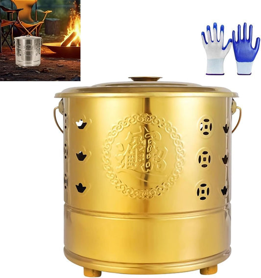 Outdoor Burn Barrel, Stainless Steel Portable Incinerator with Lid, Hollow-Out Design for Efficient Trash Burning
