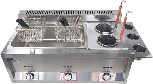 Commercial Deep Fryer,18L Stainless Steel Commercial Three Fryer with Temperature Control Adjustable Firepower for Home Kitchen and Restaurant