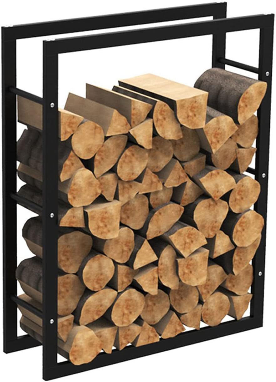 Firewood Rack Metal Firewood Log Store Holder Firewood Rack,Indoor Outdoor Fireplace Fire Log Stacker Stand Heavy Duty Wood Storage Shelf with Side Rails,Easy Assemble Fire Wood Ra,