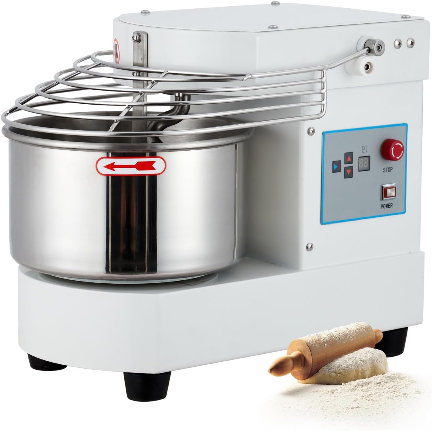 Commercial Food Mixer, 10.5 Qt Touch Screen Dough Mixer Machine with Timer, Security Shield, 650W Dual Rotating Dough Kneading Machine Food-grade Stainless Steel Bowl for Restaurant Bakery