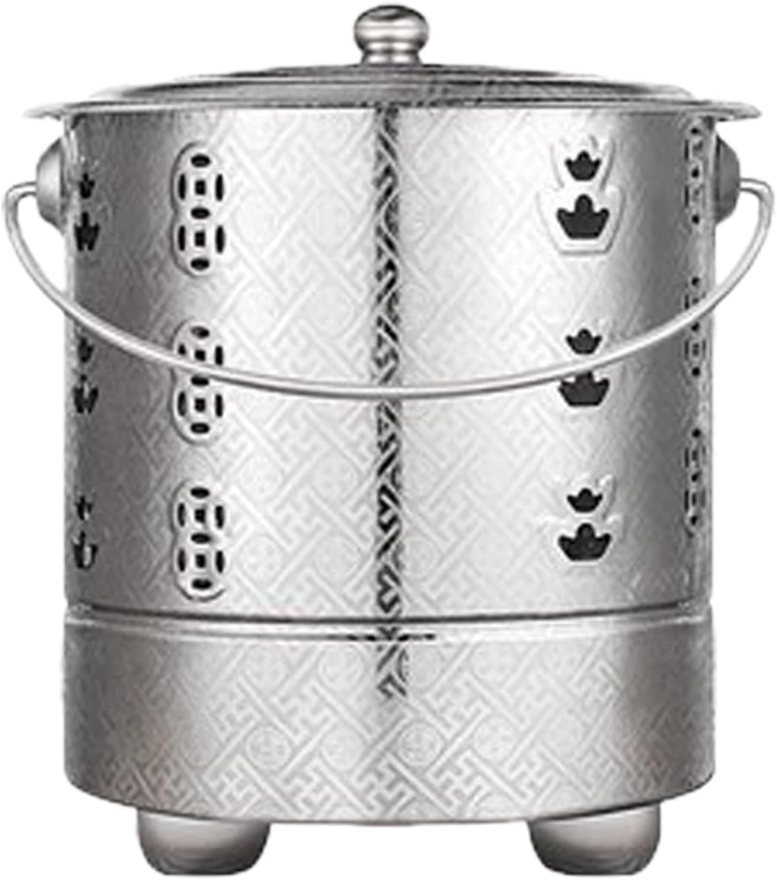 Incinerator, Galvanized Trash can, Metal Fire Pit, Including Tripod, Fire Hook, Inner Liner, for Leaves, Trash, Camping, Bonfire(Silver)