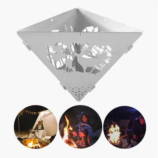 Outdoor Fireplaces Outdoor Triangular Bonfire Rack, Stove Barbecue Hanger, Stainless Steel Camping, Picnic Firewood, Convenient Charcoal Fire Pits