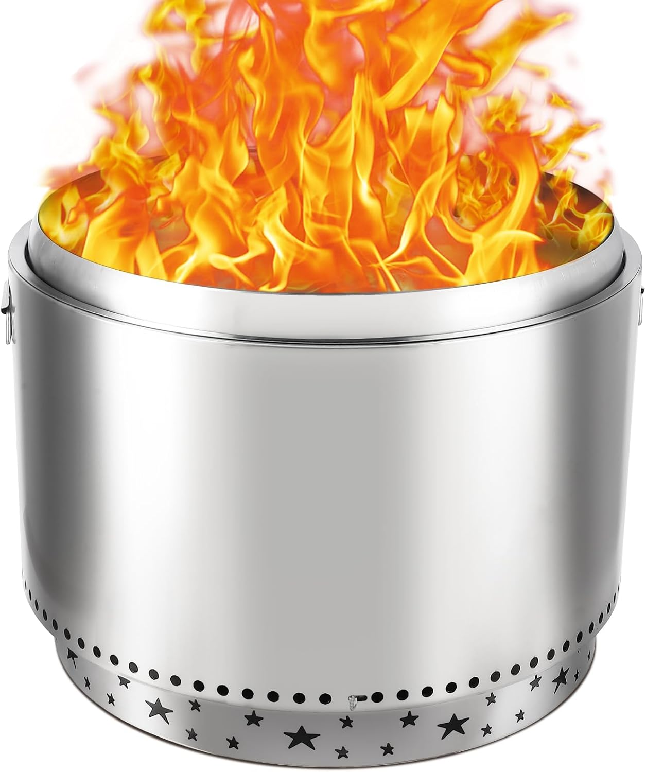 27 Inch Smokeless Fire Pit with Carry Bag, Outdoor Stainless Steel Smokeless Firepit, Wood Burning Fire Pits for Outside Camping(Silver)