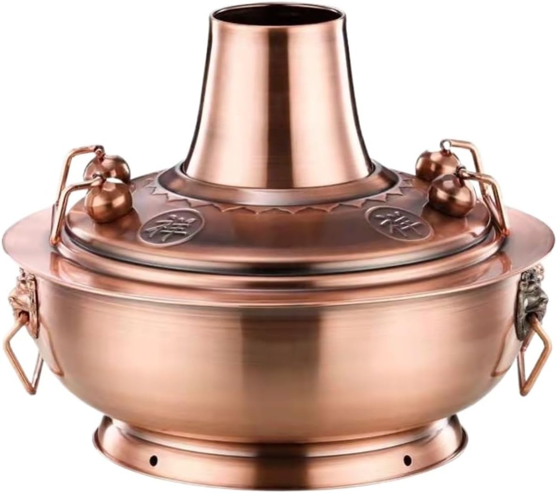 Chinese Hot Pot Shabu Shabu Pot Chinese Style Cooker Stainless Steel Hot Pot Gas Cassette Stove Hot Pot for Home Hotpot (Color : A, Size : 34cm)