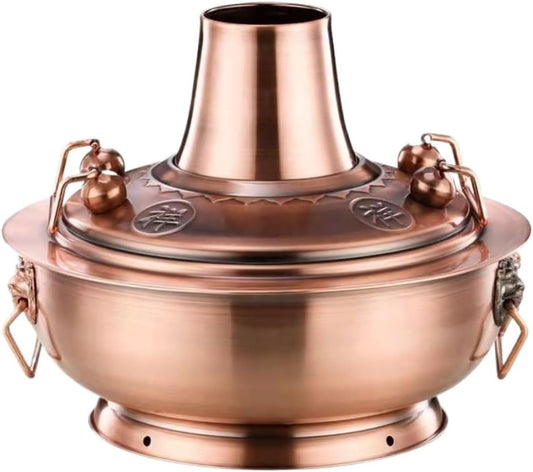 Chinese Hot Pot Shabu Shabu Pot Chinese Style Cooker Stainless Steel Hot Pot Gas Cassette Stove Hot Pot for Home Hotpot (Color : A, Size : 34cm)