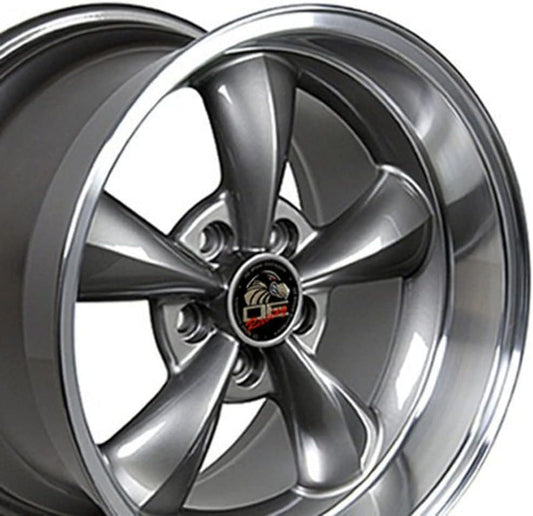 OE Wheels FR01 17 Inch Rim Fits Mustang Bullitt Style 5x114.3 17x10.5 Gloss Anthracite Machined Lip - Hollander 3448 (1)