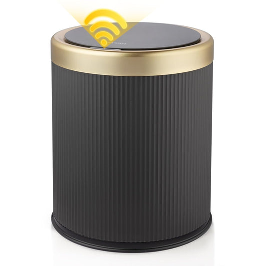 onlcuk Smart Bathroom Trash Can Garbage Can with Lid, 2.8 Gallon Motion Sensor Trash Bin for Bathroom, Kitchen, Small Mini Trash Cans Black Automatic Diaper Trash Can-Dark Gray