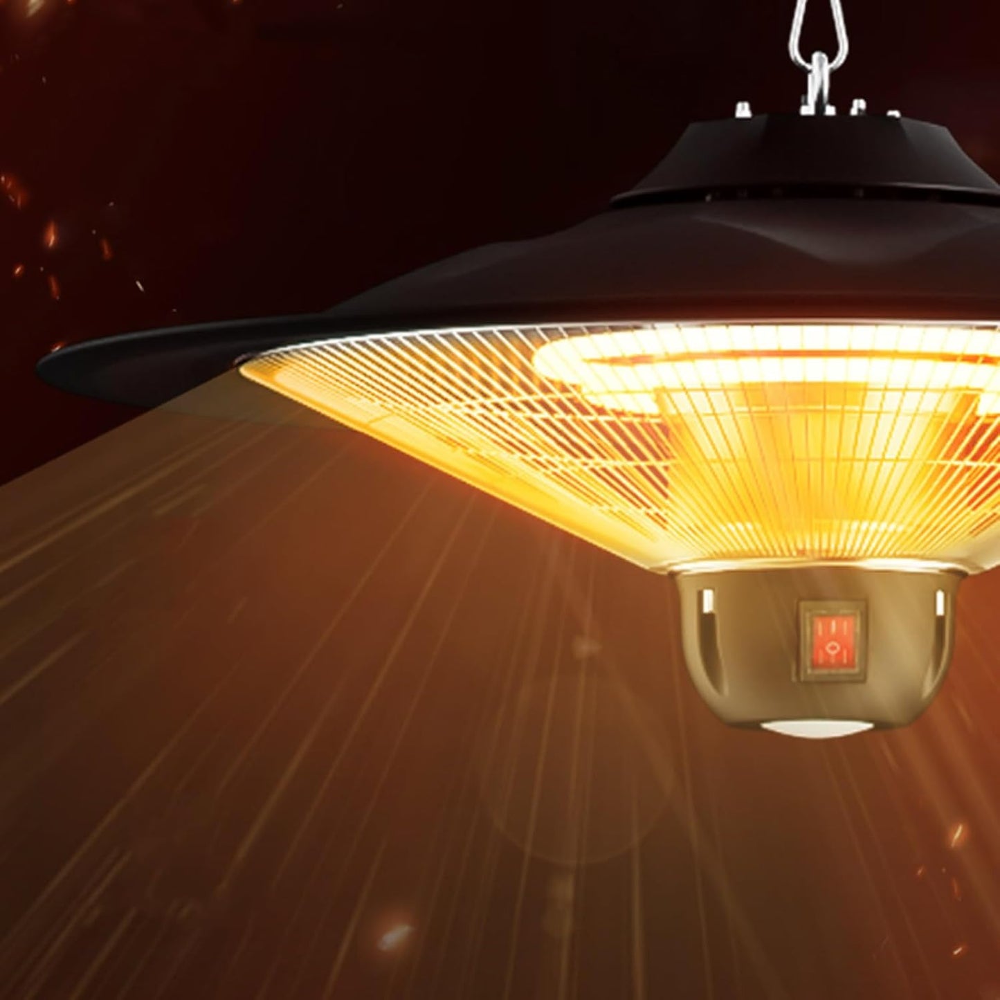 Outdoor Hanging Patio Heater, Electric Patio Heater with Adjustable Chain Length, Quiet, IP44 Waterproof, Ceiling Heater, for Home Use,Balcony,Courtyard, Black