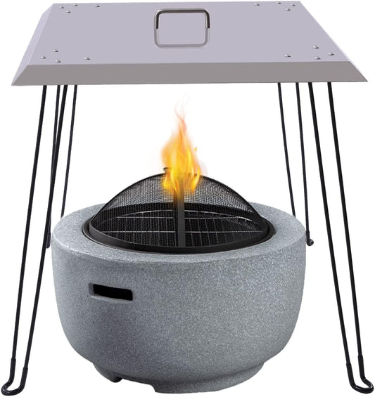 Fire Pit Heat Deflector, 24''X24''X24'' Outdoor Stainless Steel Square Fire Pit Cover with Foldable Legs and Carrying Handle. Suitable for Indoor Or Outdoor Picnics and Adventures.