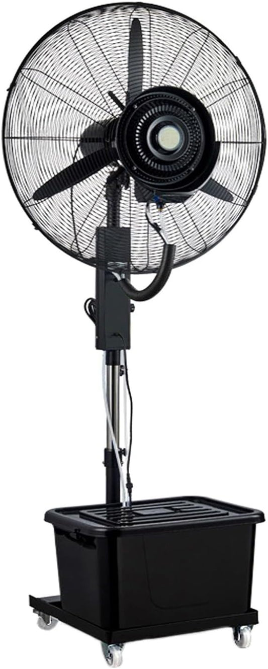 Industrial Pedestal Misting Fan Large Standing Outdoor Liftable Commercial Oscillating Cooling Spray Fan For Patio Shop Garage 3-Speed 4 Casters(26in)