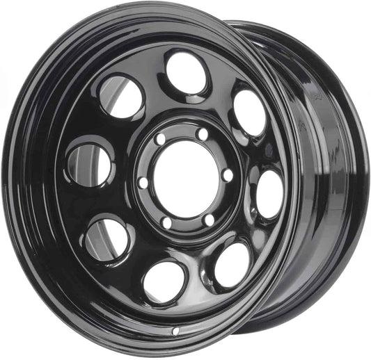 JEGS Baja-8 Steel Wheel | 17” x 8” | 6 x 5.5” Wheel Bolt Pattern Spacing | -12 mm Offset | 4” Backspacing | Black Powder Coat | Optional Center Cap Available Separately