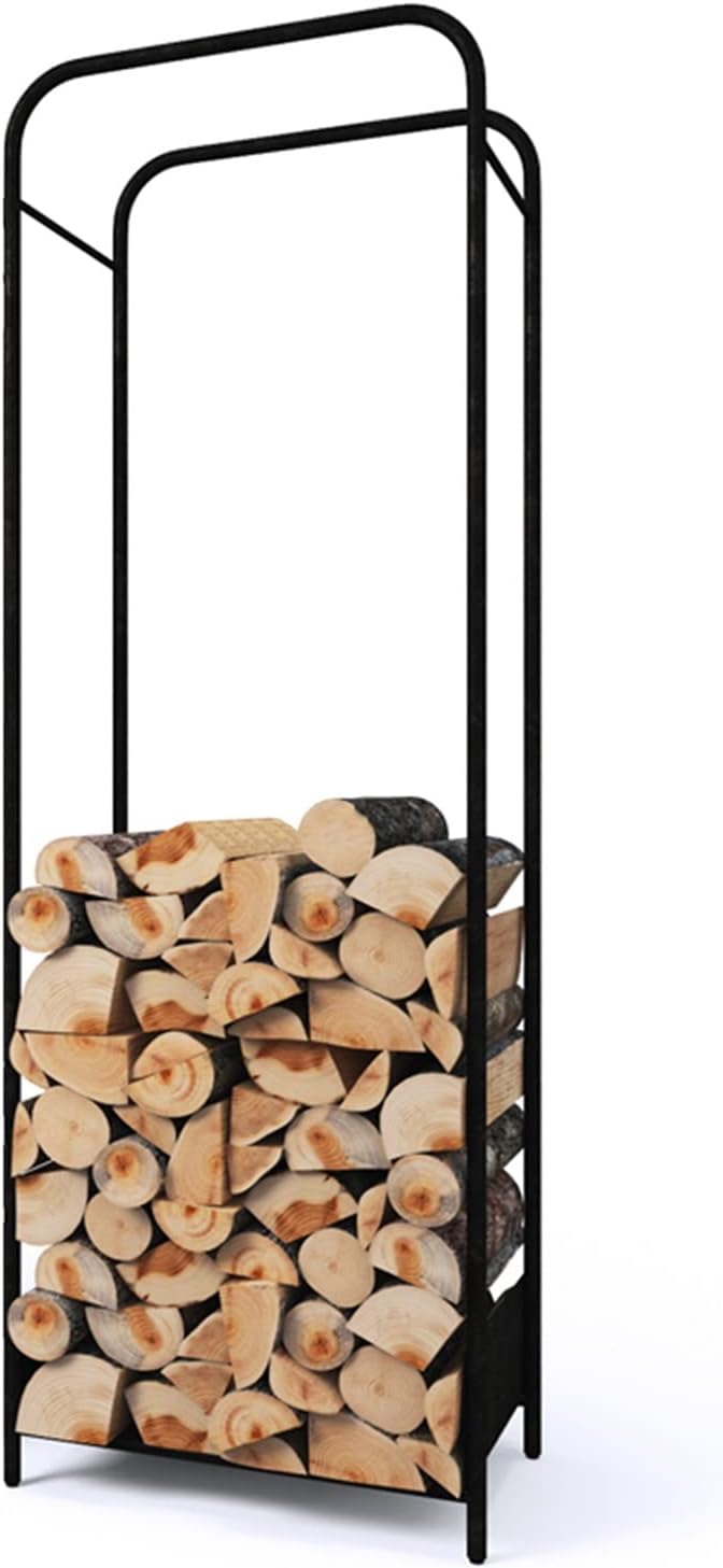 Tall Firewood Rack Organizer - Log Racks Outdoor for Firewood Heavy Duty - Black Metal Wood Storage Racks for Indoor Kitchen
