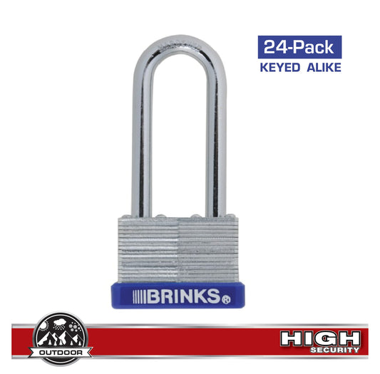 Brinks Contractor Keyed Alike Keyed Padlock, 1-7/8-in Wide x 2-1/2-in Shackle (24-Pack) 172-44002KA24