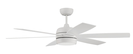 Craftmade Trevor 52-in White Integrated LED Indoor/Outdoor Smart Ceiling Fan with Light and Remote (6-Blade) TRV52W6