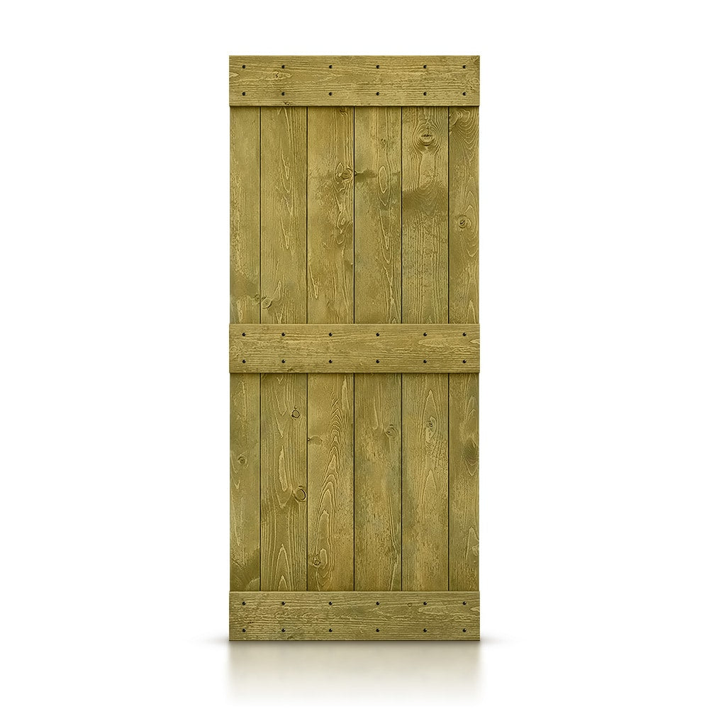 CALHOME 42-in x 84-in Jungle green Pine Wood Solid core Single Barn Door (Hardware Not Included)