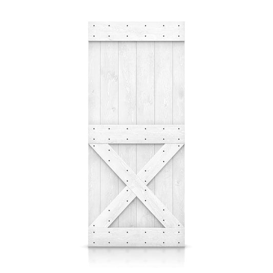 CALHOME 38-in x 84-in White Pine Wood Solid core Single Barn Door (Hardware Not Included)