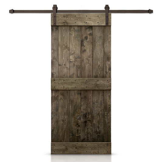 CALHOME 48-in x 84-in Espresso Knotty pine Wood Solid core Single Barn Door (Hardware Included)