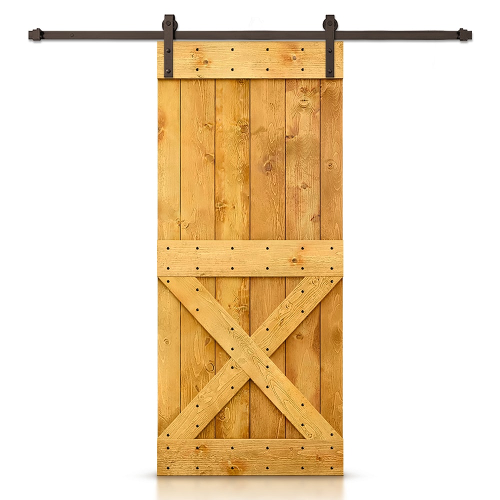 CALHOME 46-in x 84-in Colonial Maple Knotty pine Wood Solid core Single Barn Door (Hardware Included)