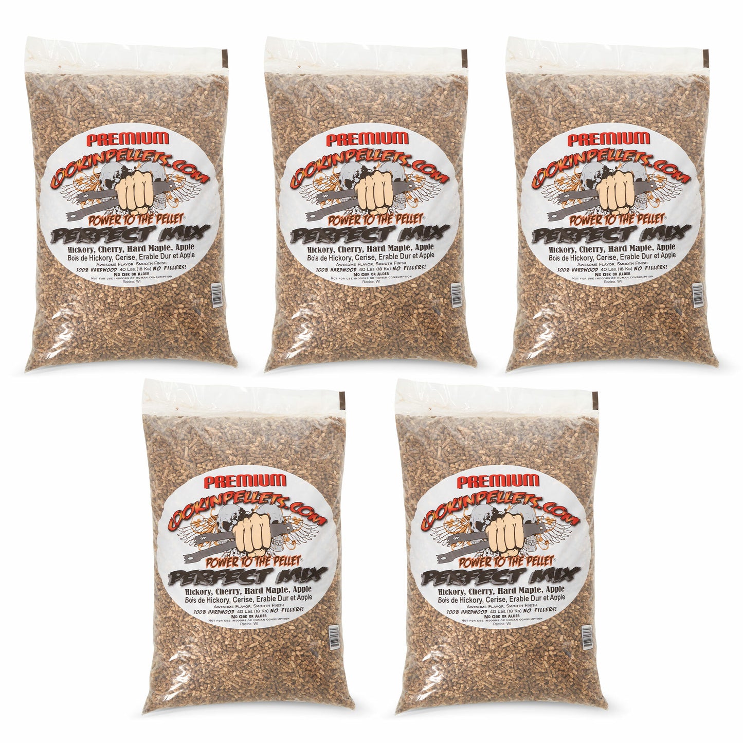 CookinPellets 40-lb Bag of Perfect Mix Hardwood Grill Pellets - Hickory, Cherry, Hard Maple, and Apple Wood Blend 207721