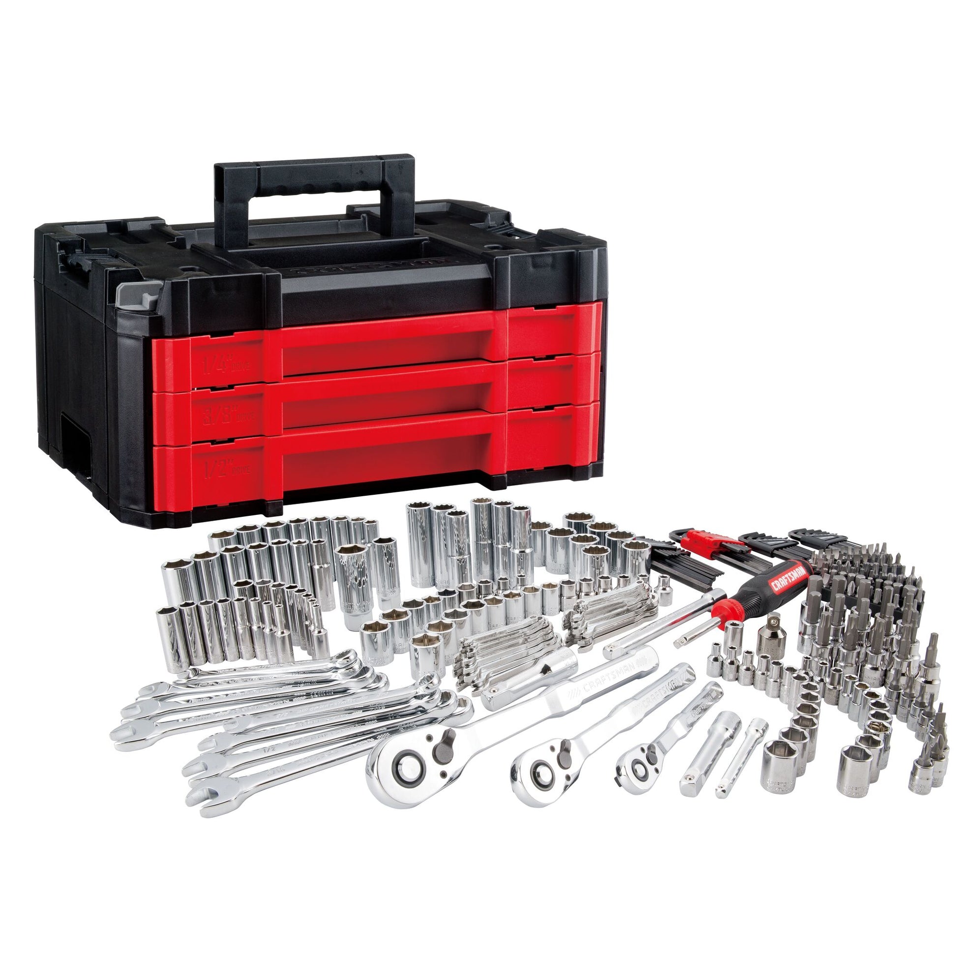 CRAFTSMAN 262-Piece Standard (SAE) and Metric Polished Chrome Mechanics Tool Set with Hard Case CMMT45309