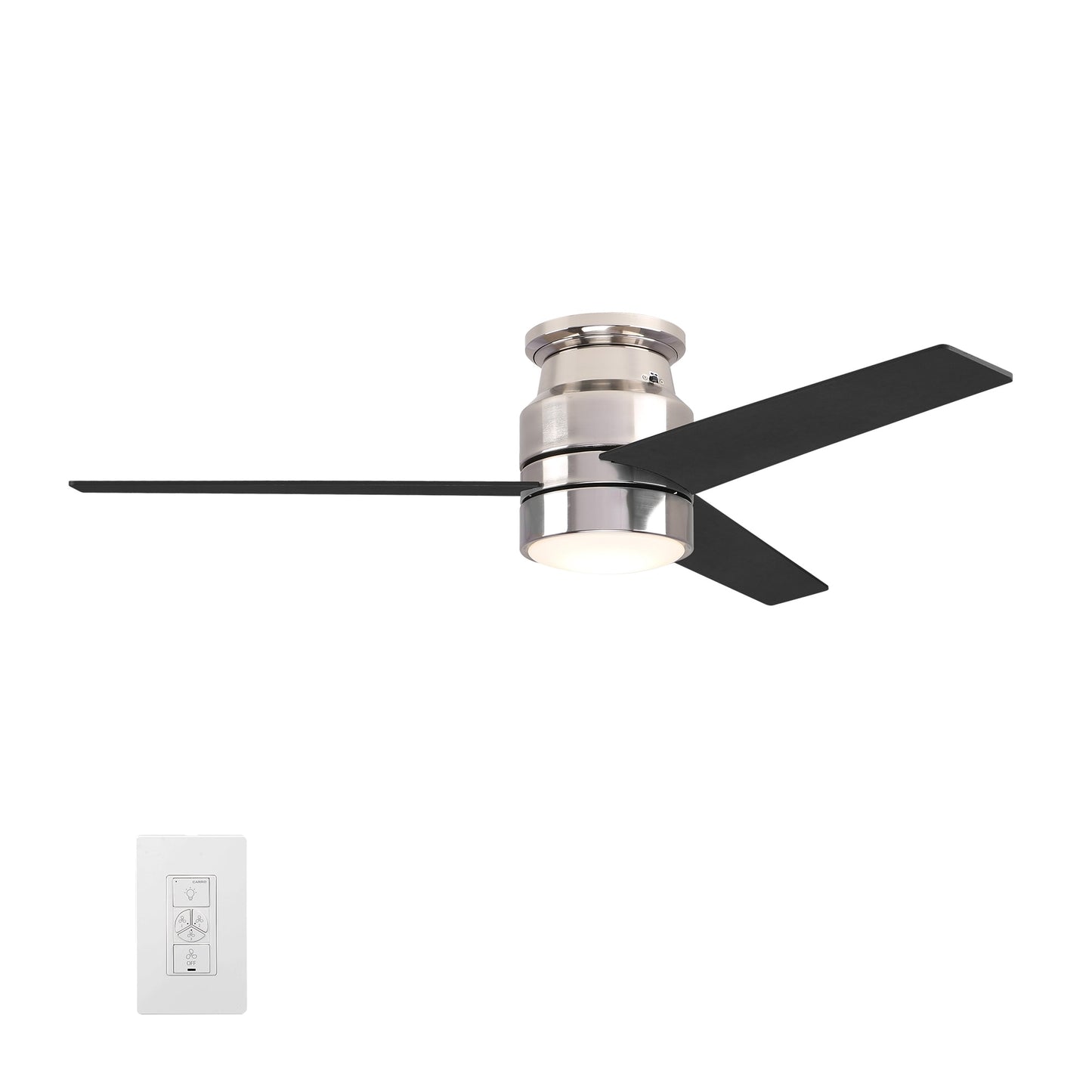 CARRO USA Ranger 52-in Silver with Black Blades Indoor Flush Mount Smart Ceiling Fan with Light (3-Blade) LWGS-523B-L11-S2-1