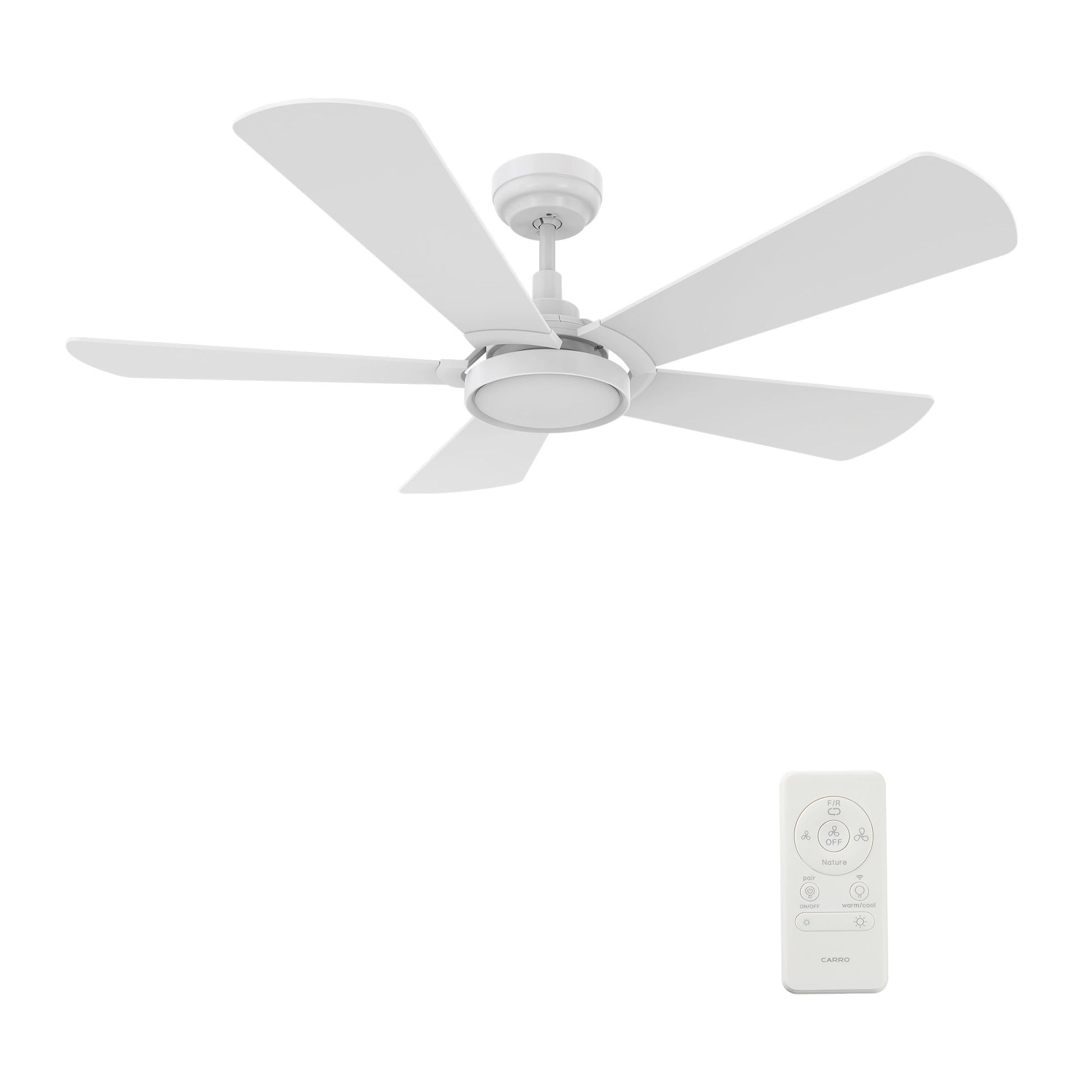 CARRO USA Wilkes 52-in White Indoor/Outdoor Smart Ceiling Fan with Light and Remote (3-Blade) LS525B3-L22-W1-1
