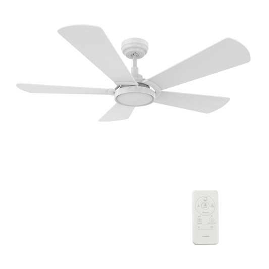 CARRO USA Wilkes 52-in White Indoor/Outdoor Smart Ceiling Fan with Light and Remote (3-Blade) LS525B3-L22-W1-1