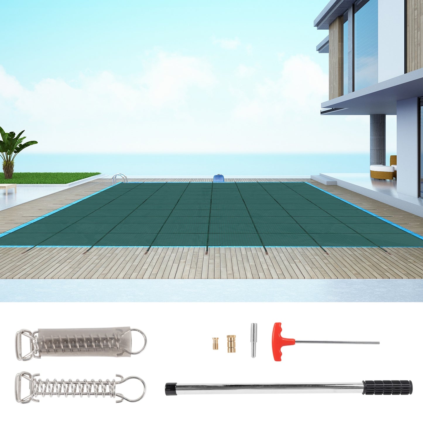 Winado 36-ft x 20-ft Polypropylene Leaf safety and winter Rectangle Pool Cover