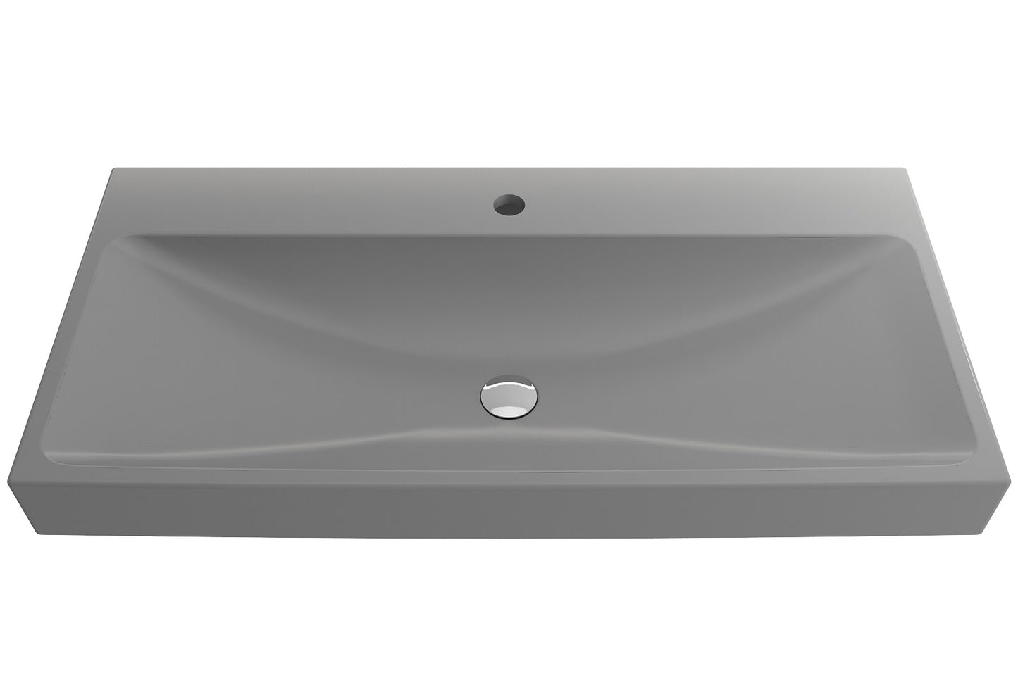 BOCCHI Fire clay Wall-mount Rectangular Modern Matte Gray Bathroom Sink ( 39.75-Inches x 19-Inches )
