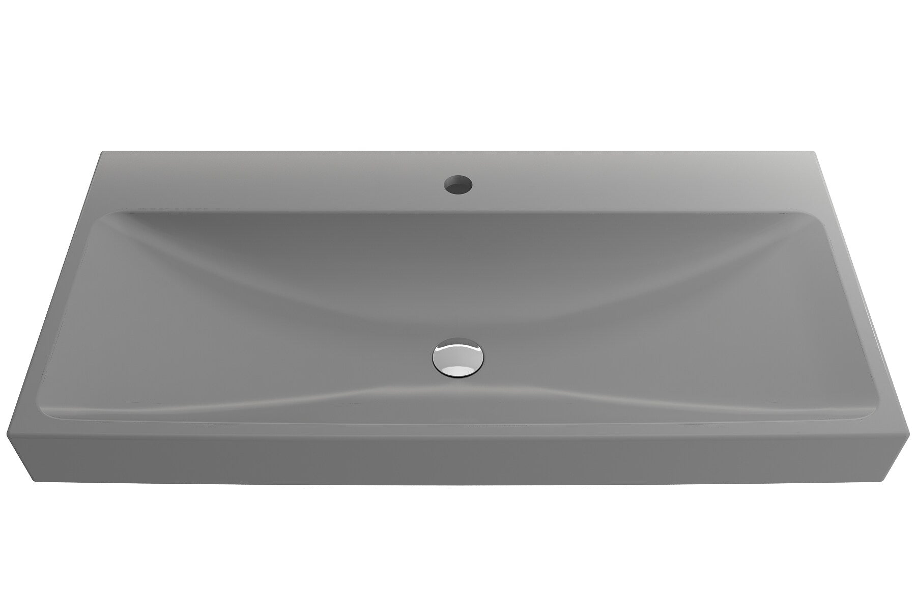 BOCCHI Fire clay Wall-mount Rectangular Modern Matte Gray Bathroom Sink ( 39.75-Inches x 19-Inches )