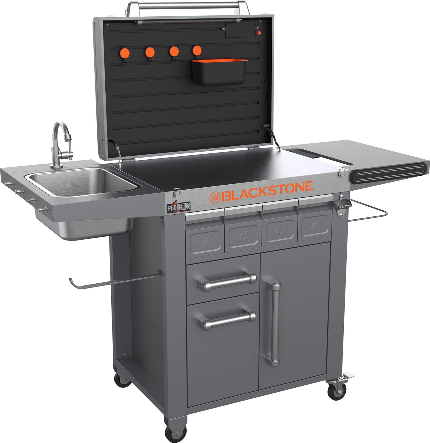 Blackstone Pro Series Serve and Store Gray, Black and Stainless Steel Grill Cart 1948