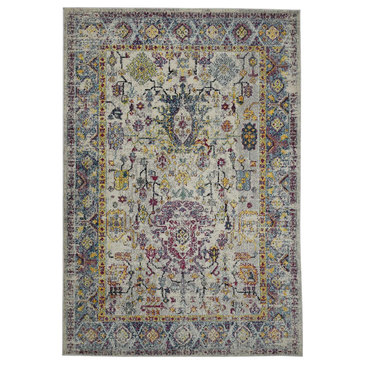AMER Montana 8 x 11 (ft) Loomed Polypropylene Gray/Orange Rectangular Indoor Border Persian Area rug