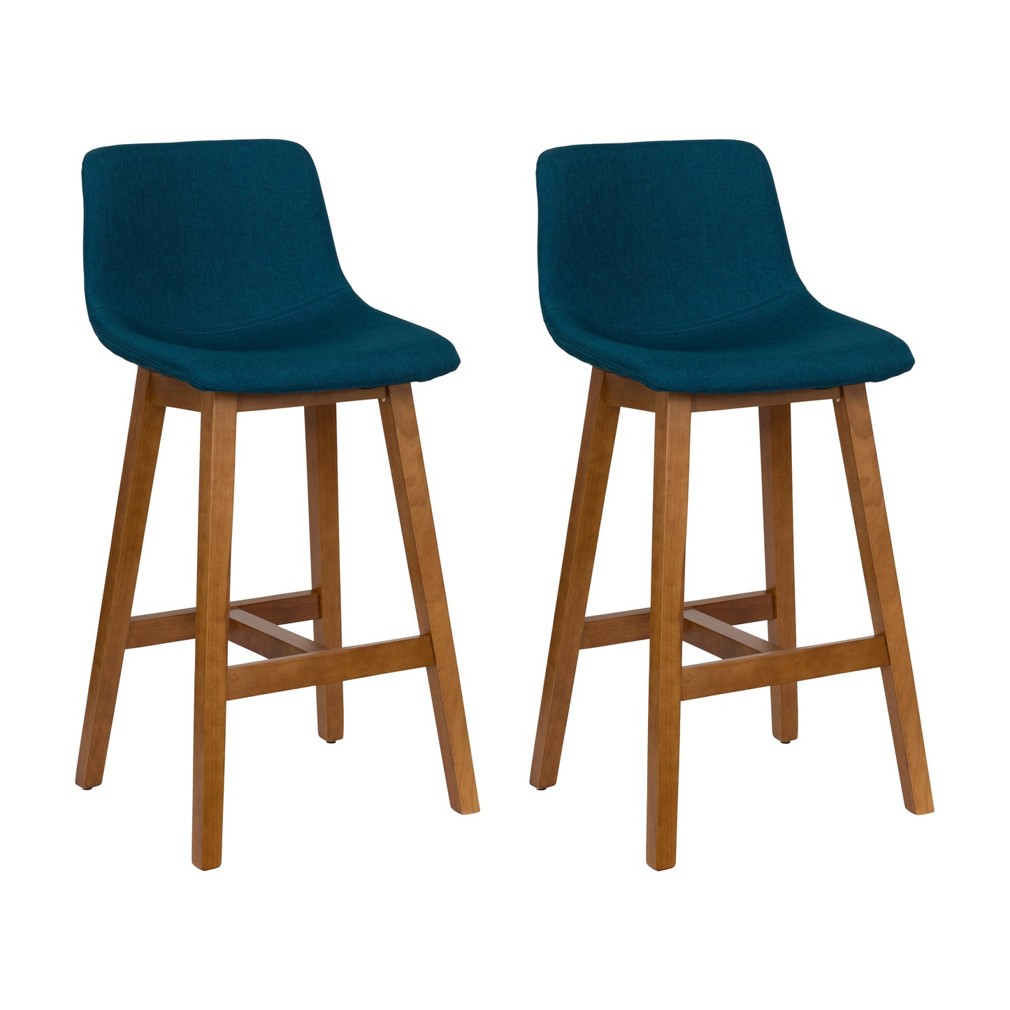 CorLiving Nora Blue 28.25-Inches H Bar height Bucket seat Upholstered Wood Bar Stool and Back