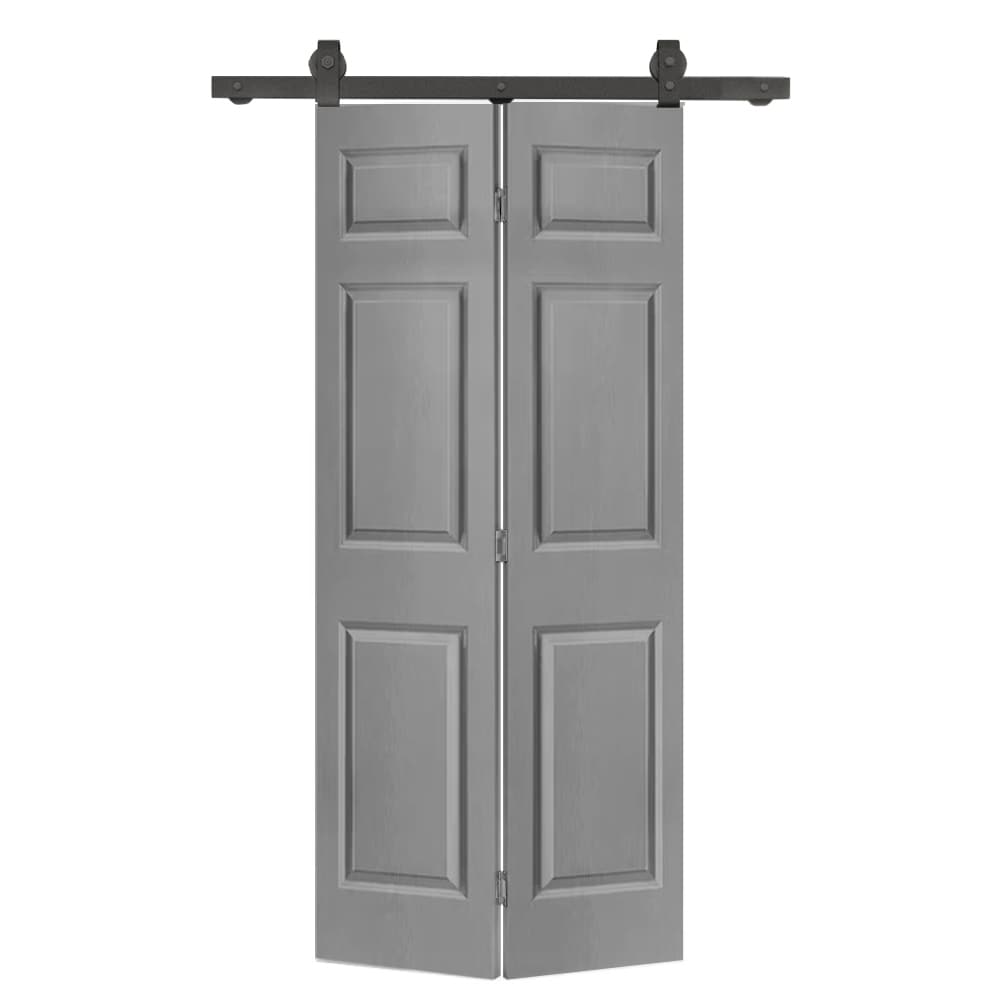 CALHOME 30-in x 80-in Light Gray MDF Hollow core Single Barn Door (Hardware Included)