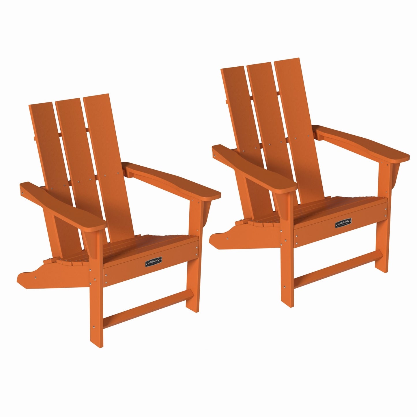 CASAINC 2PCS Adirondack Chair Set of 2 Orange Stationary Adirondack Chair with Slat Seat