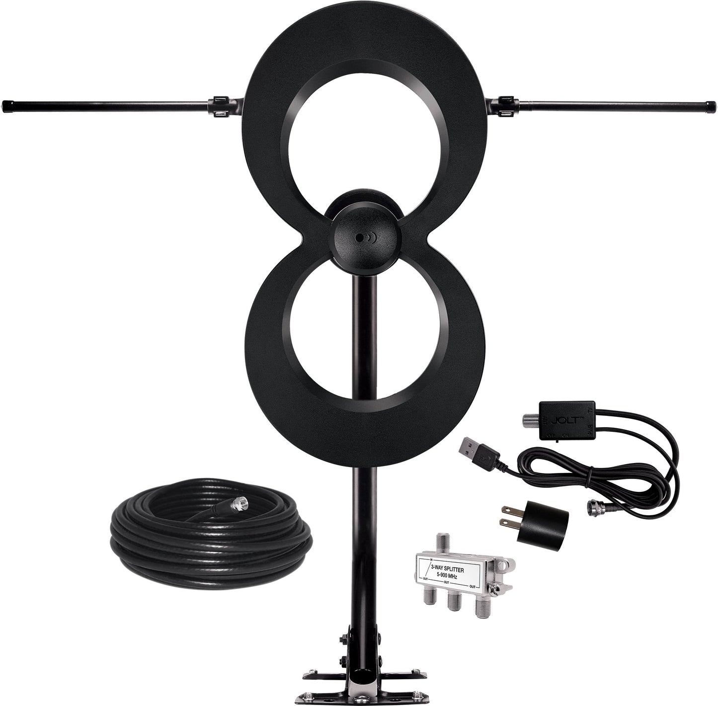 Antennas Direct - ClearStream MAX-XR Complete Amplified Indoor/Outdoor HDTV Antenna with 60-Mile Range - Black