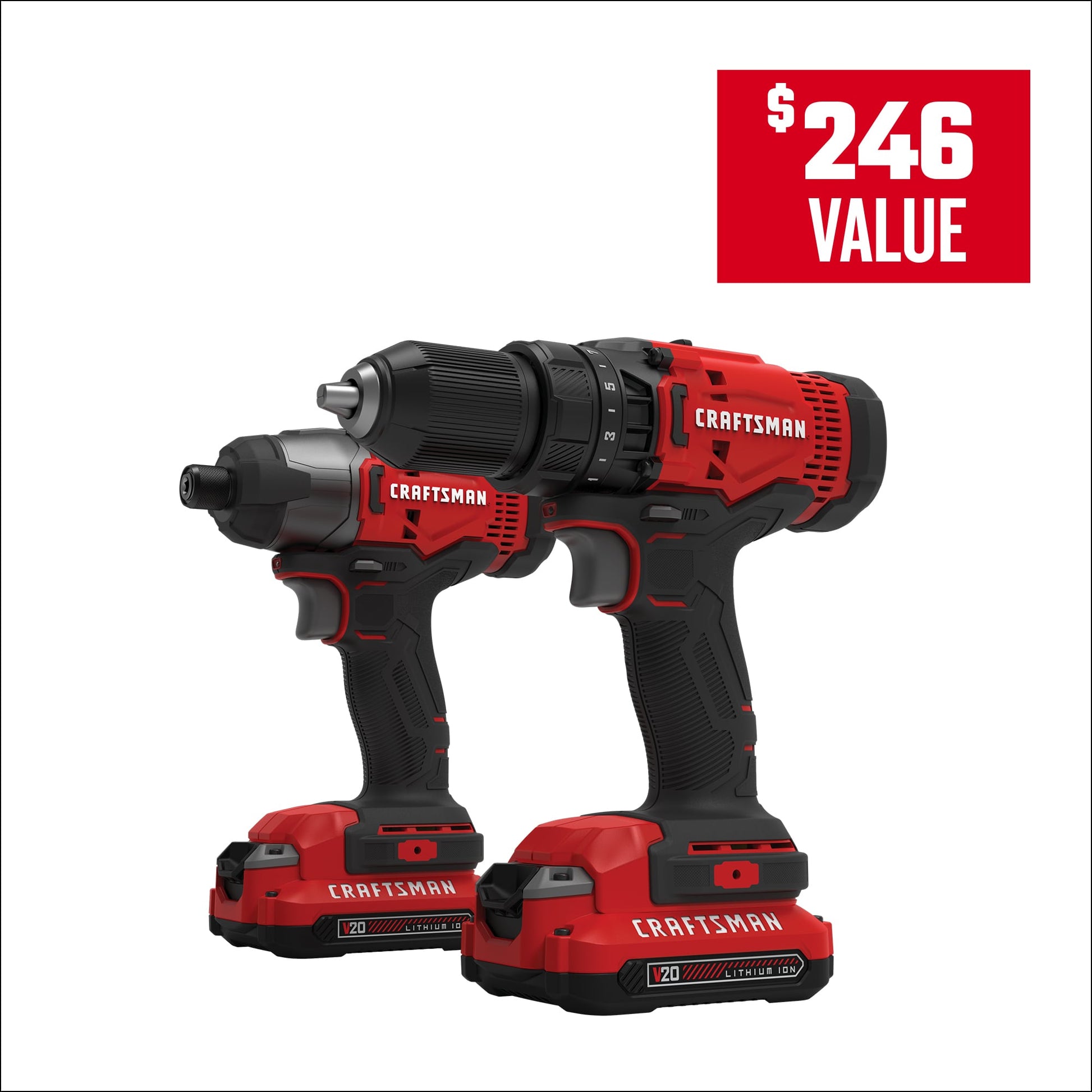 CRAFTSMAN V20 20-volt Max 2-Tool Power Tool Combo Kit with Soft Case (2-Batteries Included and Charger Included) CMCK200C2
