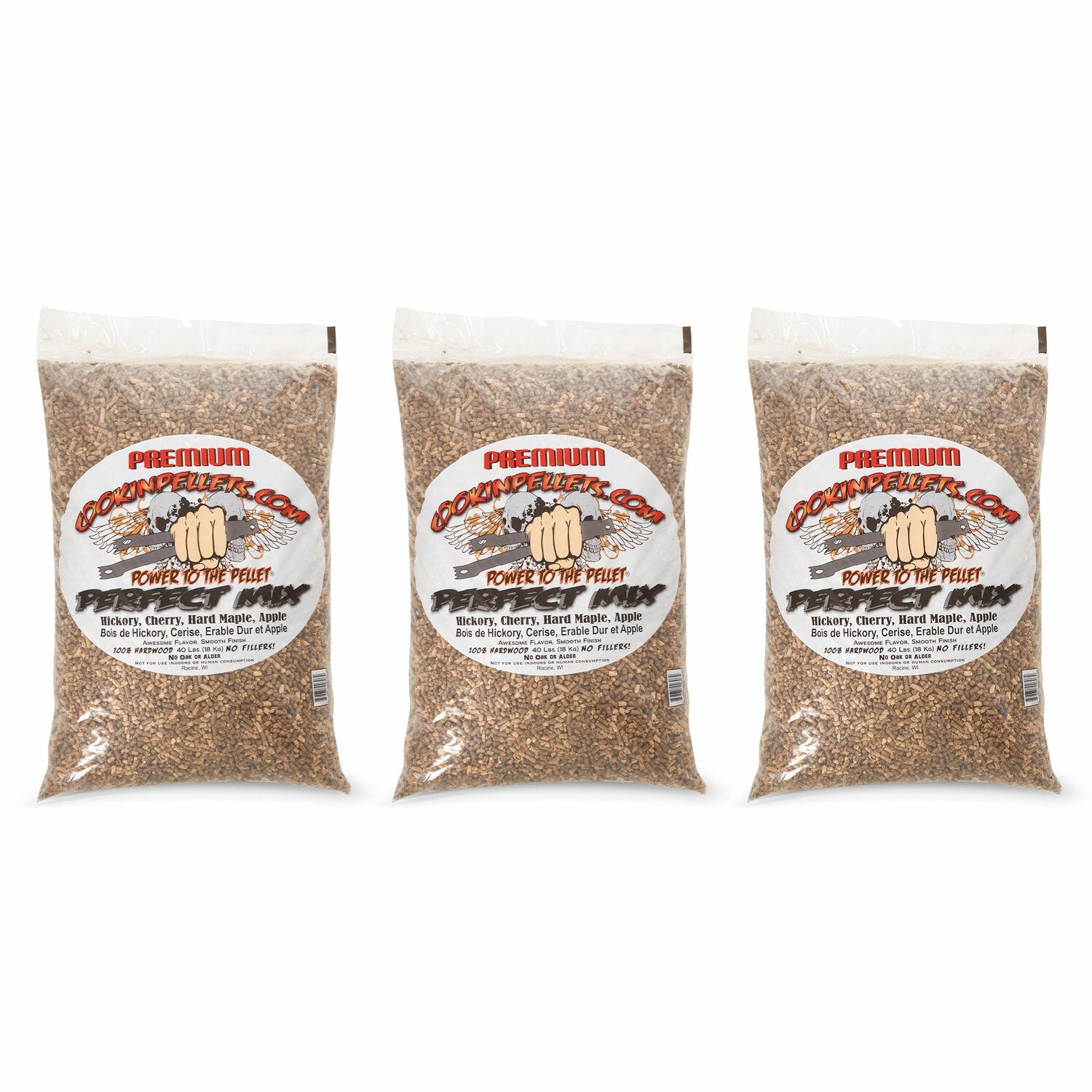 CookinPellets 40-lb Bag of Perfect Mix Hardwood Grill Pellets - Hickory, Cherry, Hard Maple, and Apple Wood Blend 194179