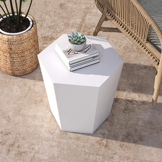 Patio Watcher Magnesium oxide side table Hexagon Outdoor End Table 20.8-in W x 24 L