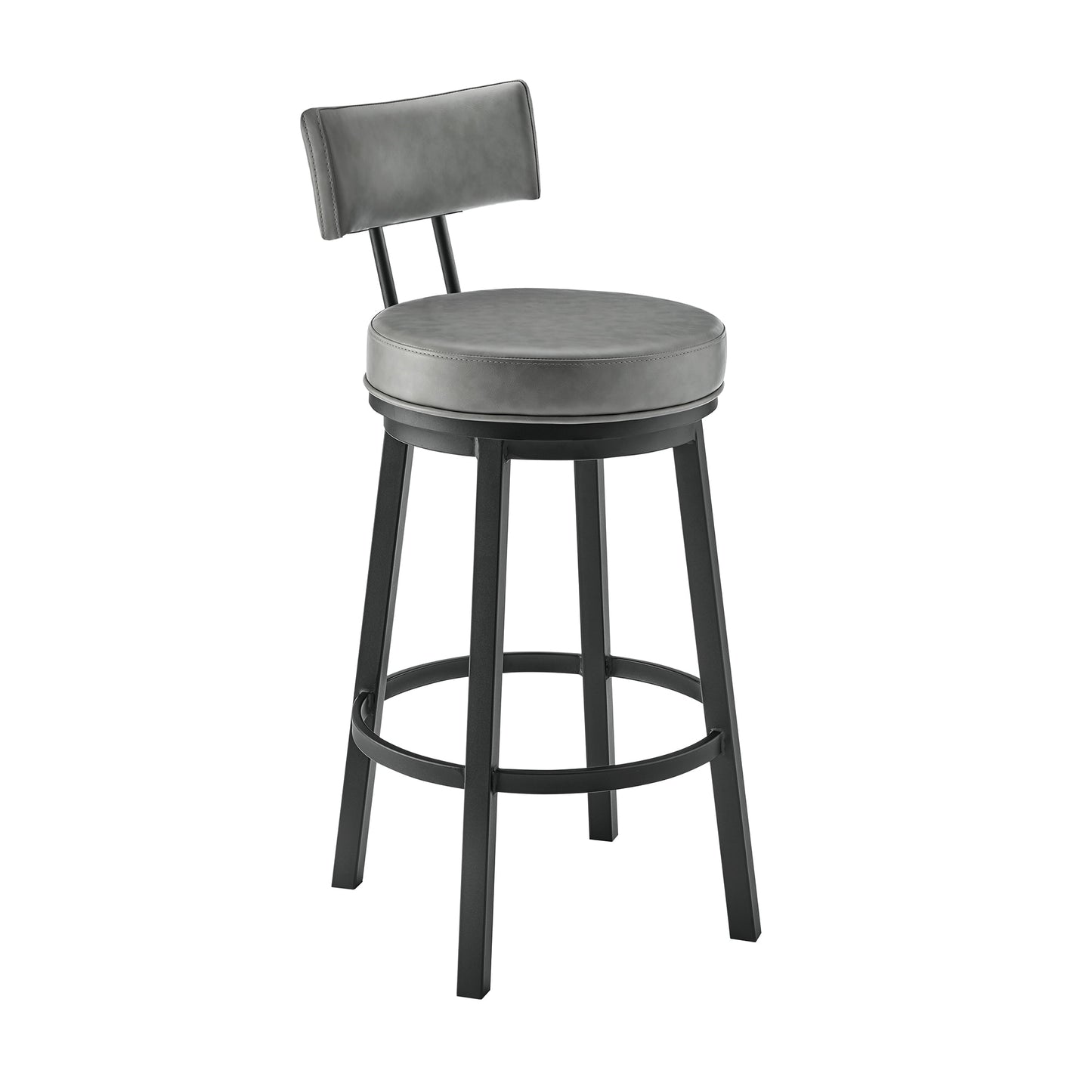 Armen Living Black 30.0-Inches H Bar height Bucket seat Upholstered Swivel Metal Bar Stool and Back