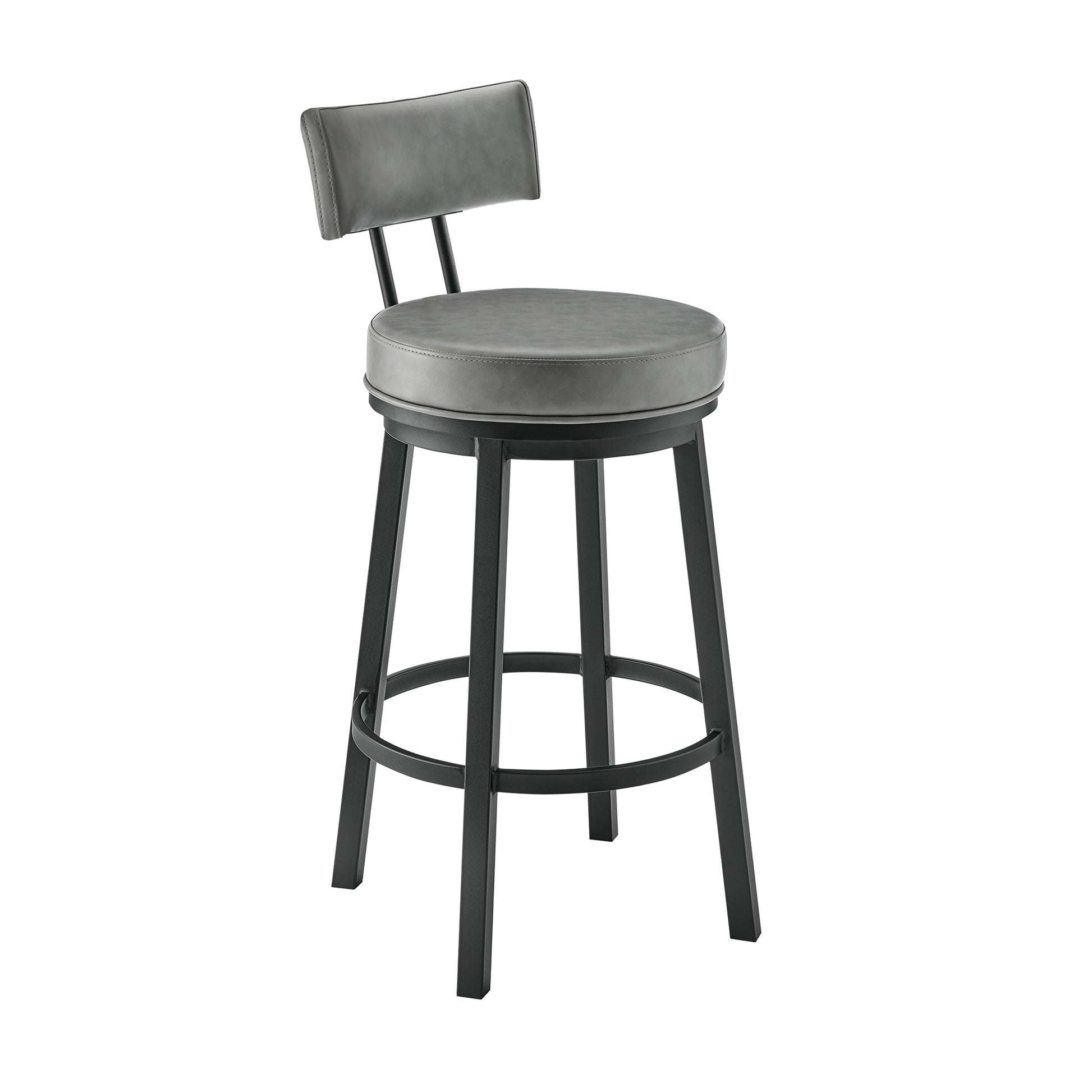 Armen Living Black 30.0-Inches H Bar height Bucket seat Upholstered Swivel Metal Bar Stool and Back