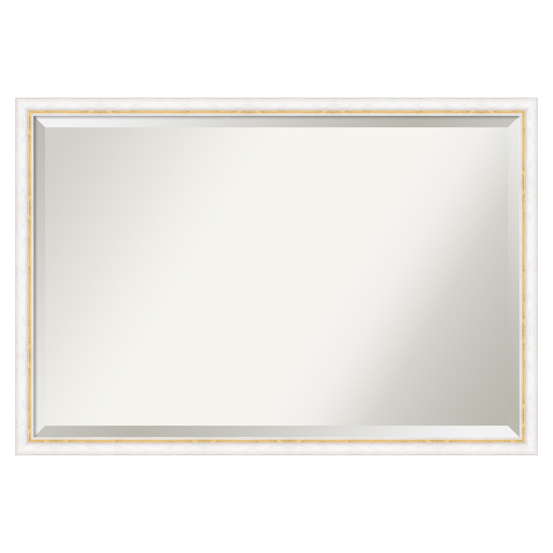 Amanti Art Morgan White Gold Frame 38-Inches W x 26-Inches H Rectangle Salon Scoop Silver Framed Wall Mirror