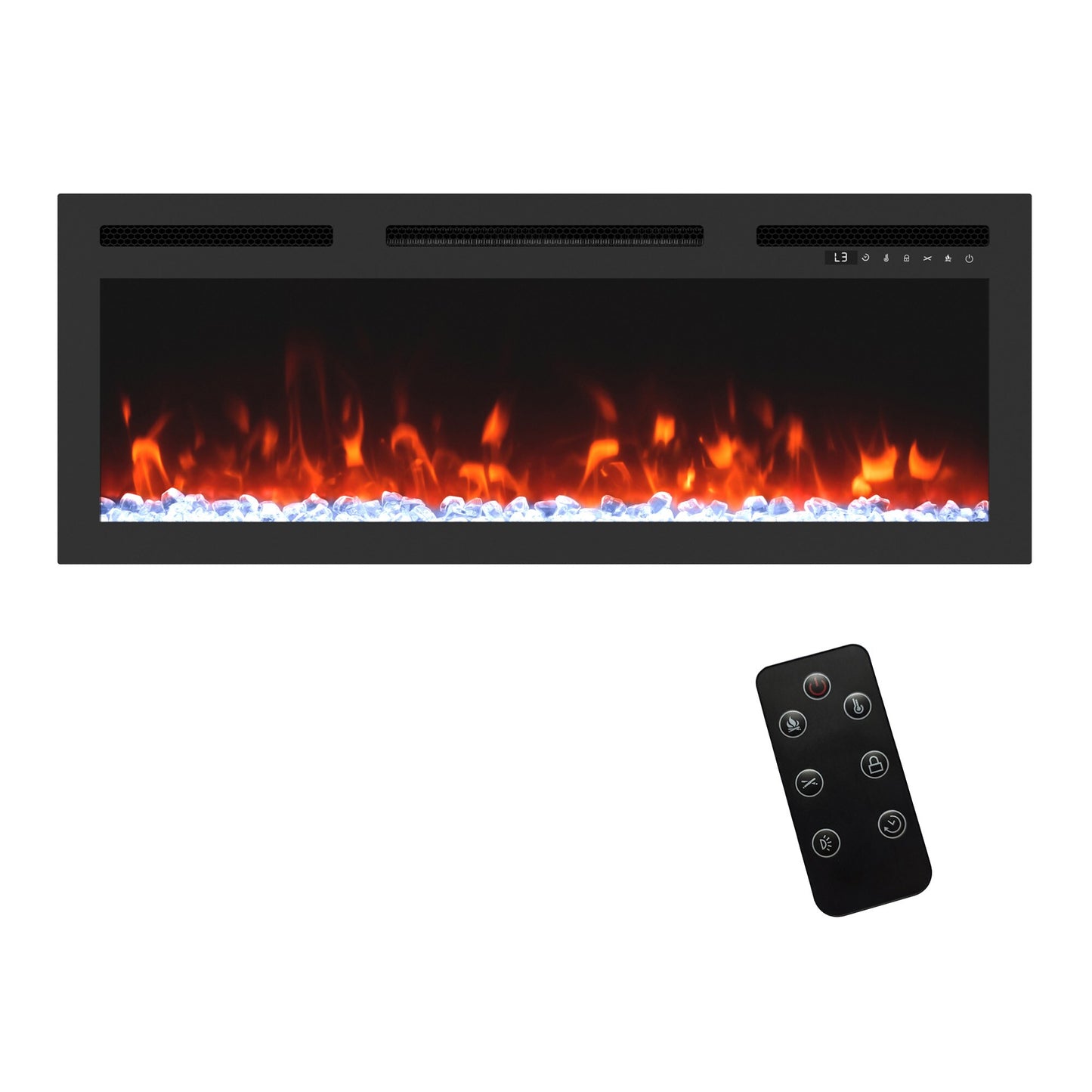 Clihome 36-in W Black Infrared Quartz Electric Fireplace BL-ZHX-36-058
